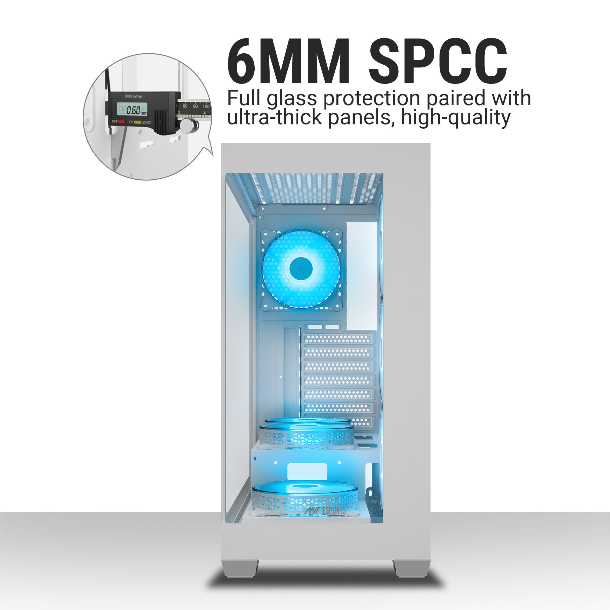 Ant Esports Gaming Cabinet Crystal x7 White with Type-C