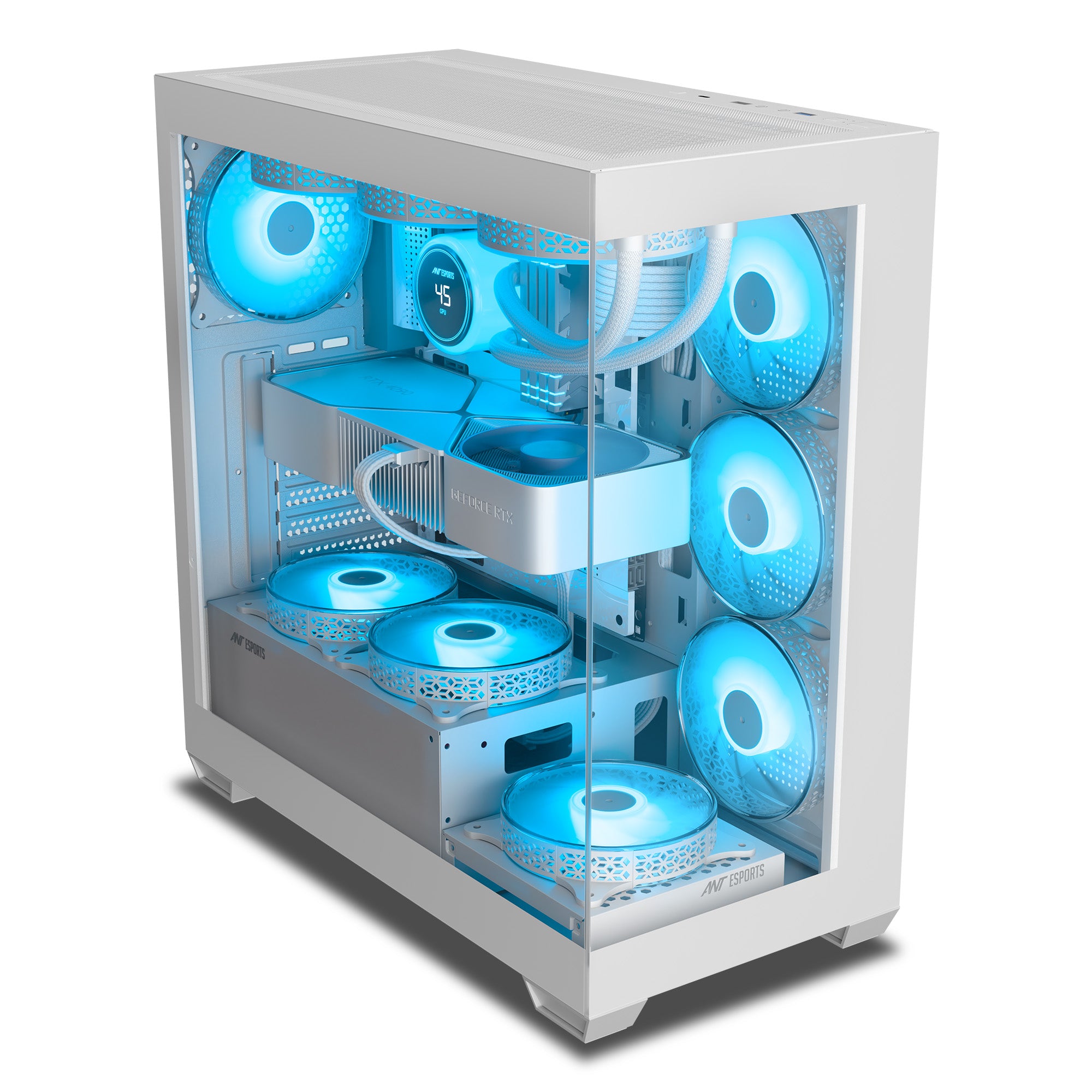 Ant Esports Gaming Cabinet Crystal x7 White with Type-C
