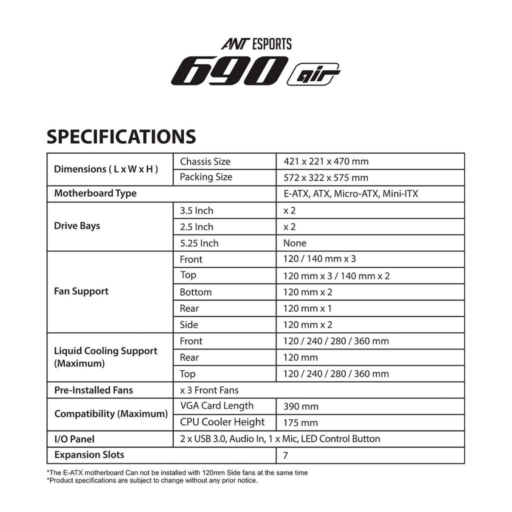 Ant Esports Gaming Cabinet 690 Air