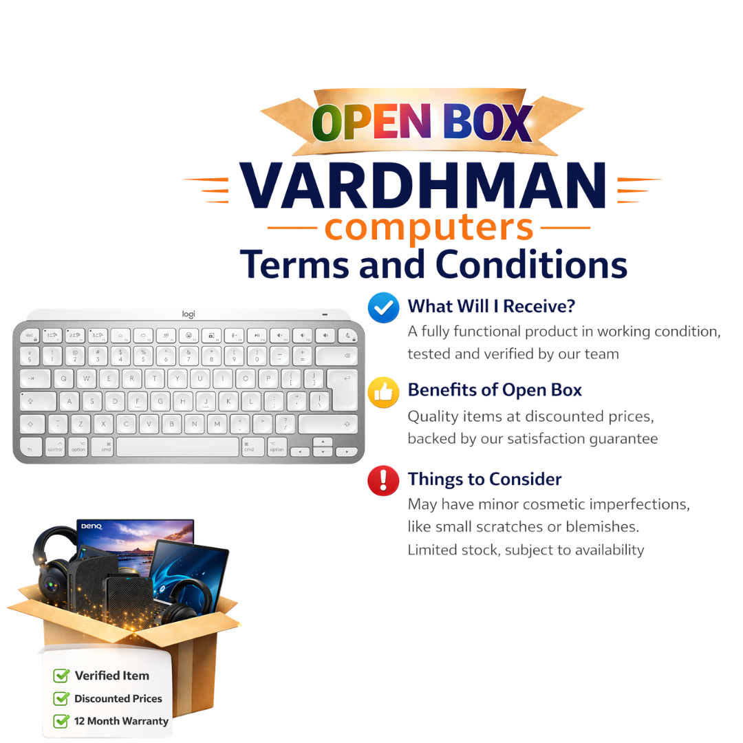 Logitech MX Keys Mini Minimalist Wireless Illuminated Keyboard with Free Adobe Subscription, Compact, Bluetooth, Backlit, USB-C, Metal Build (OPEN BOX)
