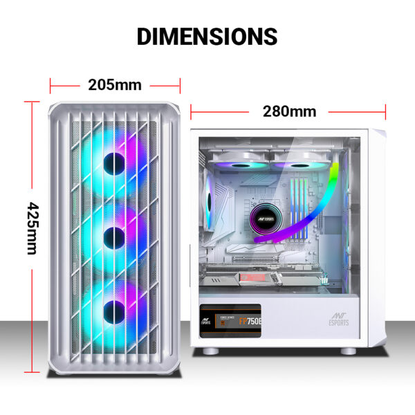 Ant Esports Gaming Cabinet 205 Mini 6F White - Image 12