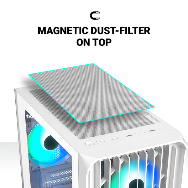 Ant Esports Gaming Cabinet 205 Mini 6F White - Image 13