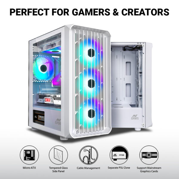 Ant Esports Gaming Cabinet 205 Mini 6F White - Image 5