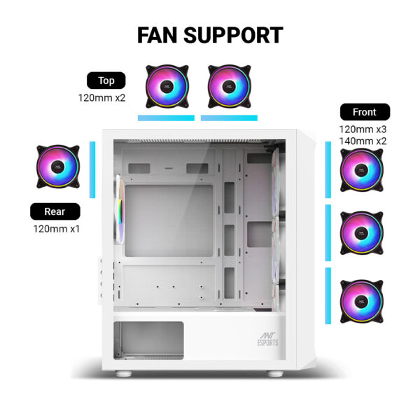 Ant Esports Gaming Cabinet 205 Mini 6F White - Image 9