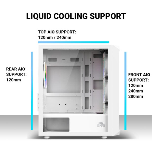 Ant Esports Gaming Cabinet 205 Mini 6F White - Image 10
