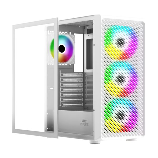 Ant Esports Gaming Cabinet 211 Air ARGB White - Image 2