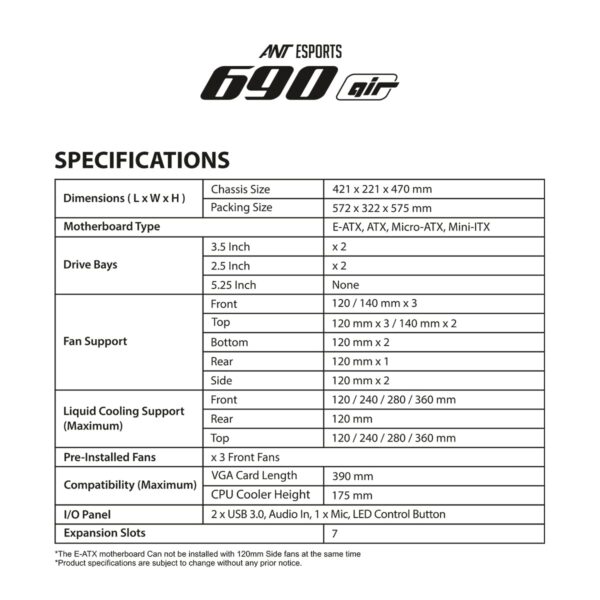 Ant Esports Gaming Cabinet 690 Air Black - Image 8