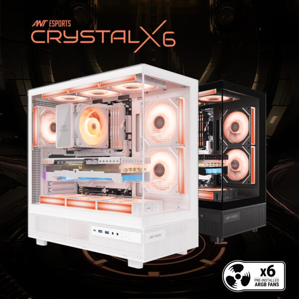 Ant Esports Gaming Cabinet Crystal x6 White - Image 3