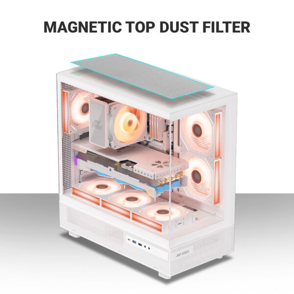 Ant Esports Gaming Cabinet Crystal x6 White - Image 4