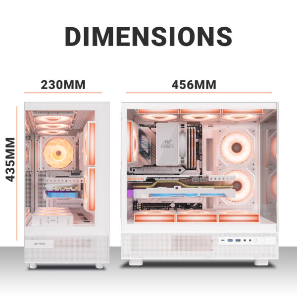 Ant Esports Gaming Cabinet Crystal x6 White - Image 11