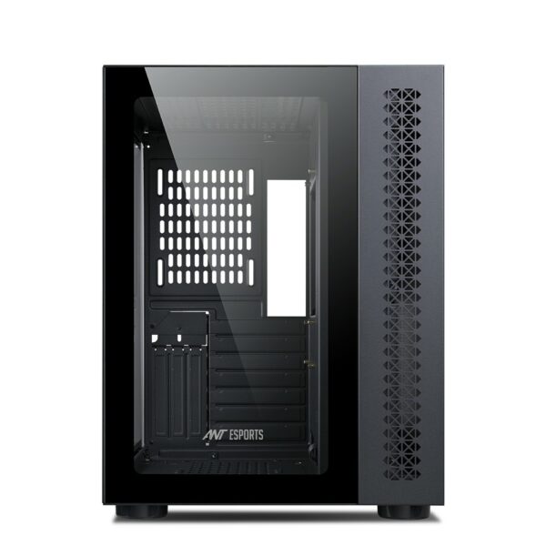 Ant Esports Gaming Cabinet Crystal ARGB Dual Chamber Black - Image 4