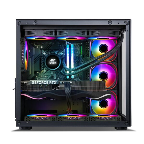 Ant Esports Gaming Cabinet Crystal ARGB Dual Chamber Black - Image 3