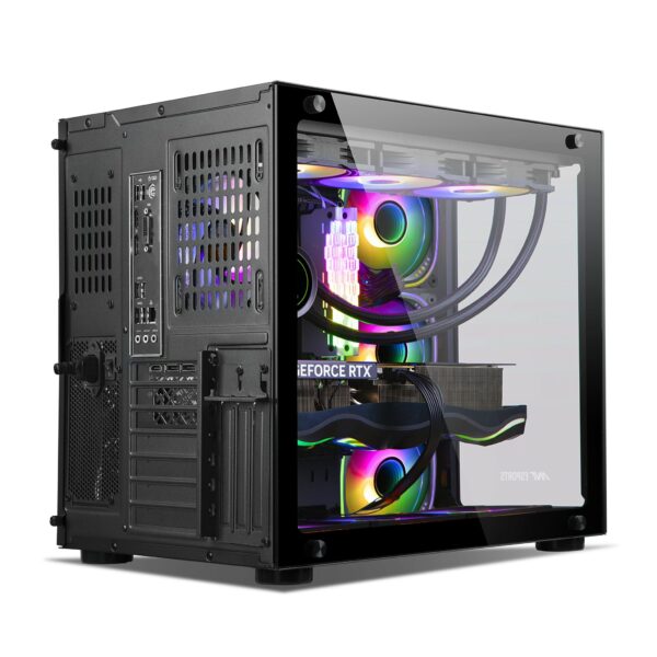 Ant Esports Gaming Cabinet Crystal ARGB Dual Chamber Black - Image 2