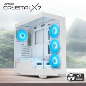 Ant Esports Gaming Cabinet Crystal x7 White with Type-C