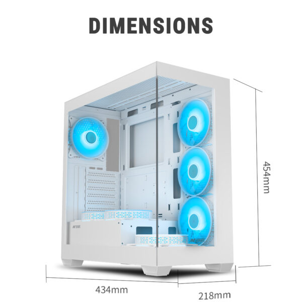 Ant Esports Gaming Cabinet Crystal x7 White with Type-C - Image 7